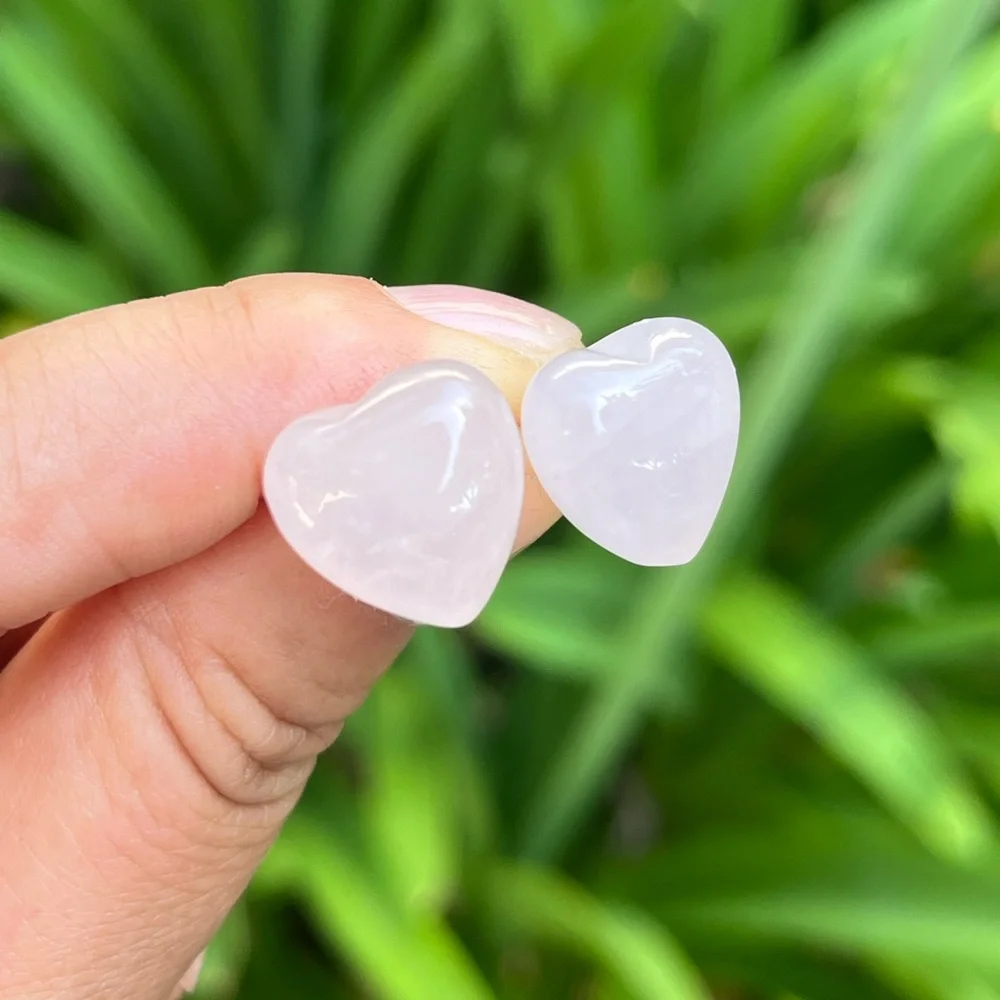925 silver post‎ Rose quartz heart ear studs